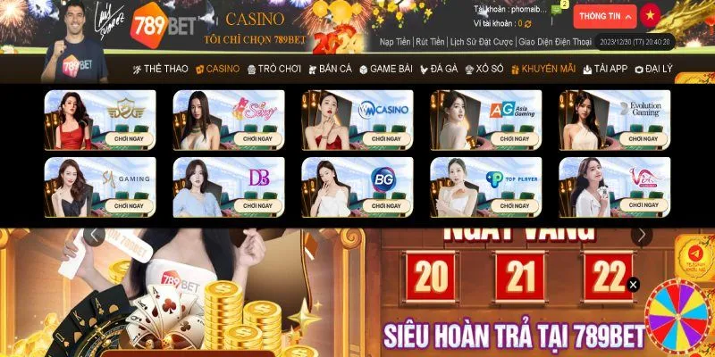 Tổng hợp các sảnh casino 789Bet hiện có trên hệ thống